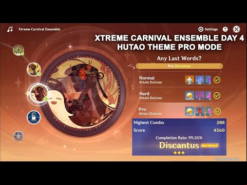 Xtreme Carnival Ensemble Day 4 : Hutao Theme Pro Mode 288 Combo - Genshin Impact